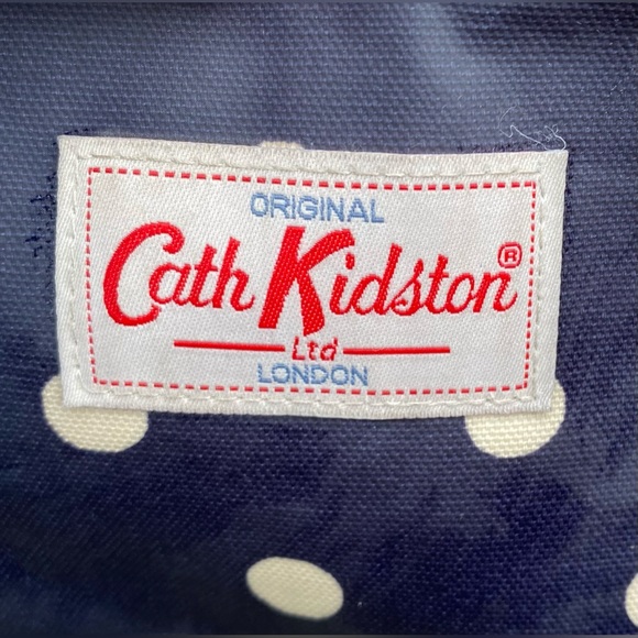 Cath Kidston Navy Blue Polka Dot Handbag Classic Multiple Pocket Rockabilly - Picture 8 of 10
